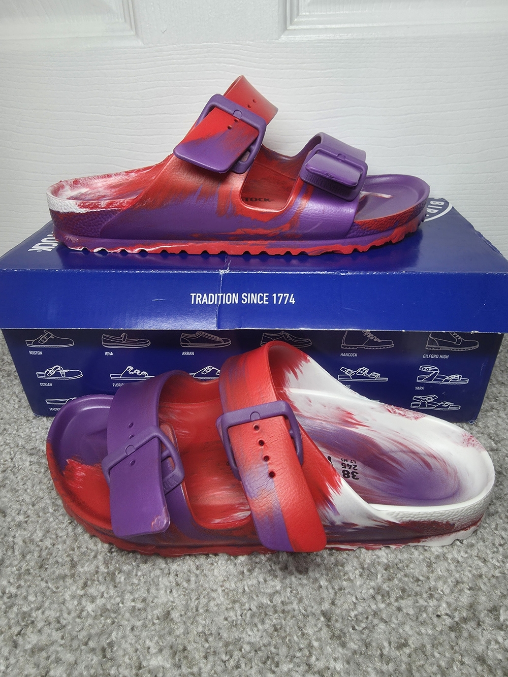 Birkenstock Arizona EVA multicolor Bright Violet Men Size 5 WOMENS Size 7 NEW